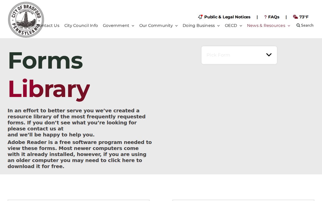 Bradford criminal records forms library