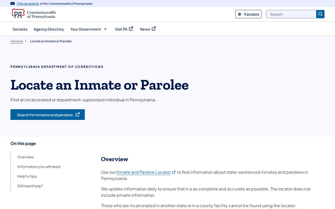 McKean County arrest history Pennsylvania DOC locator instructions