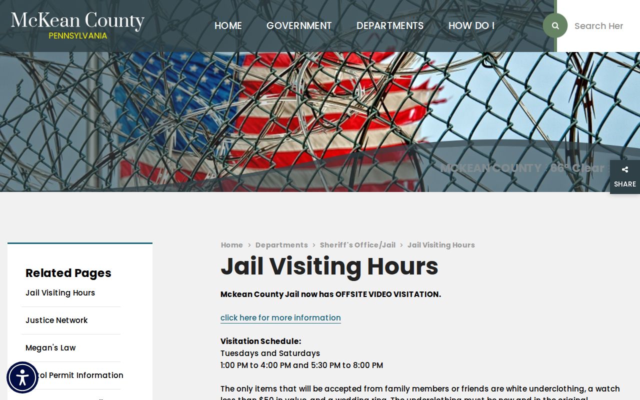 McKean County arrest history jail visiting information