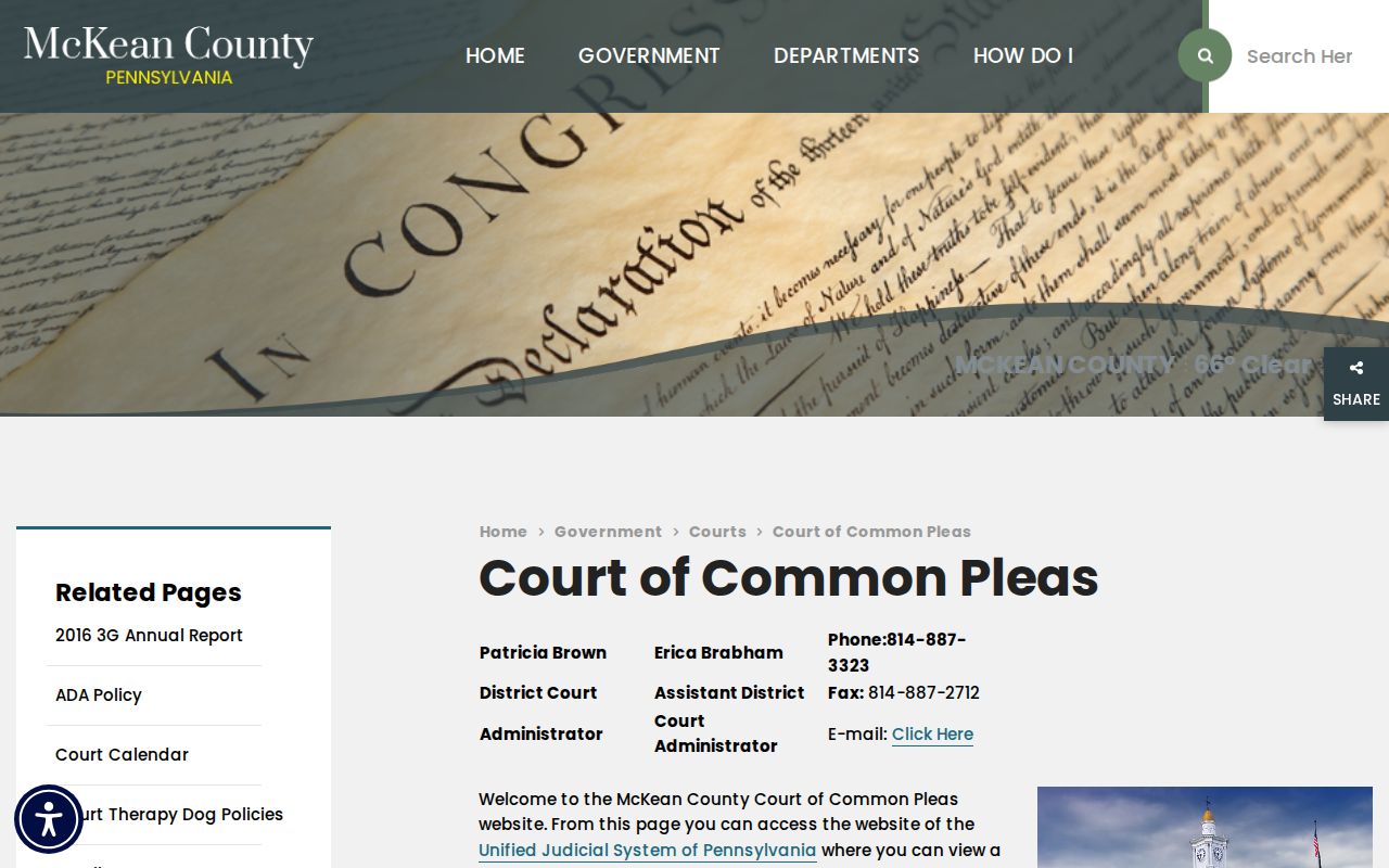 McKean County criminal case records Court of Common Pleas page
