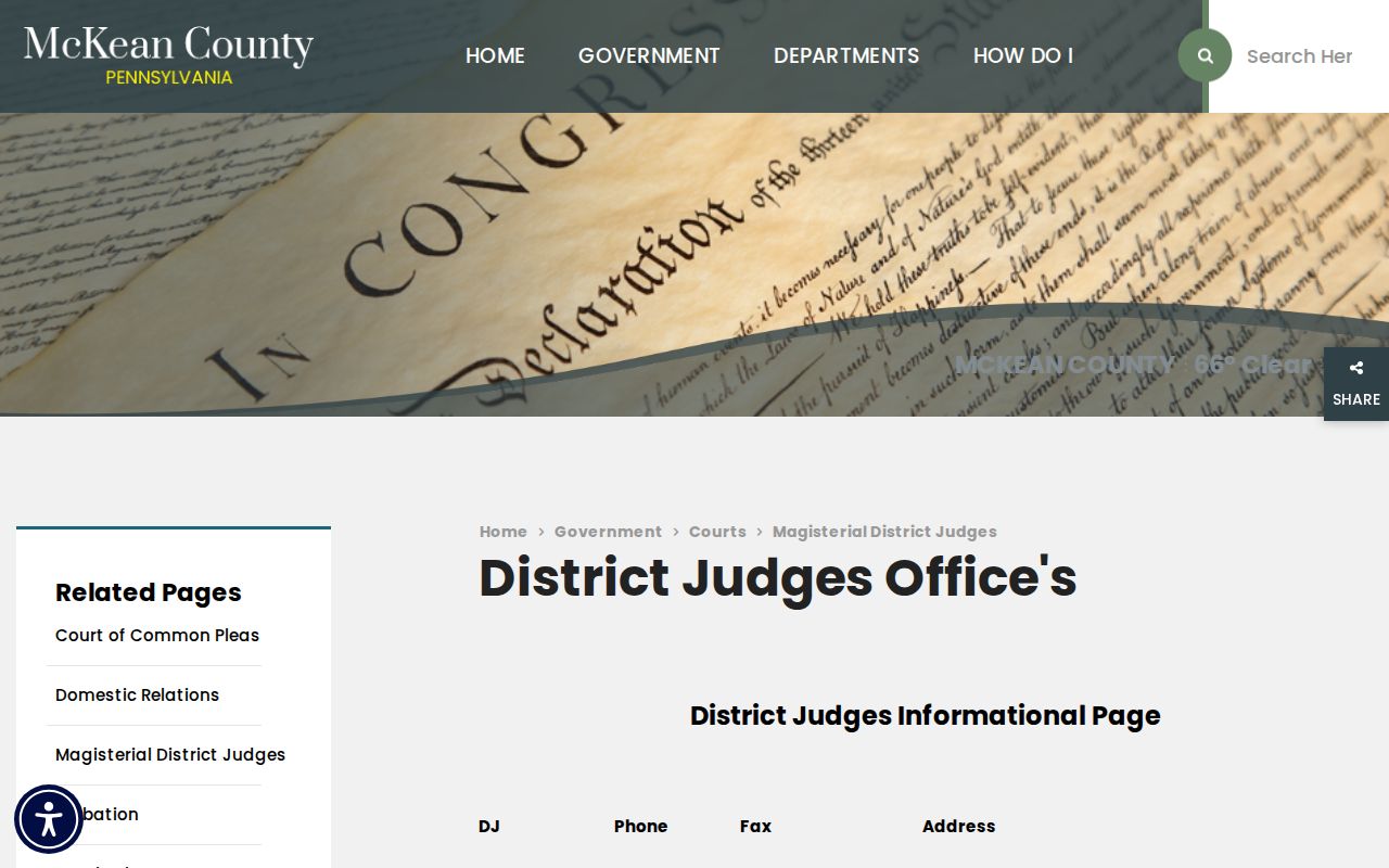 McKean County criminal case records Magisterial District Judge directory